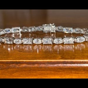 Sterling Silver 7" Square and Oval Diamonique Bracelet